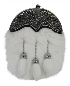 Stunning Glen Esk Bright White Dress Sporran With Scottish Stag Cantle - Picture 1 of 1