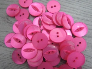 11mm & 19mm Buttons Cerise Pink Fisheye  Buttons 2 Hole Pks 10, 20, 50, 100 - Picture 1 of 1