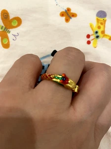 FLEXIBLER NEUER HIGH END*SELTEN*TRAUMHAFT WUNDERSCHÖNER GOLD S925 EMAILLIERTER DRACHEN RING!! - Bild 1 von 6
