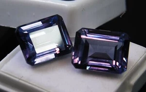 Par de piedras preciosas de cambio de color CERTIFICADAS esmeralda alejandrita natural de 8 a 10 quilates - Imagen 1 de 13