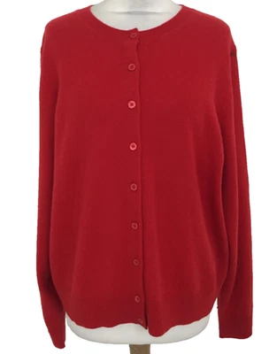 Autograph Womens Cardigan Size 16 Red Crew Neck Pure Cashmere Knit Used - Image 1 of 4
