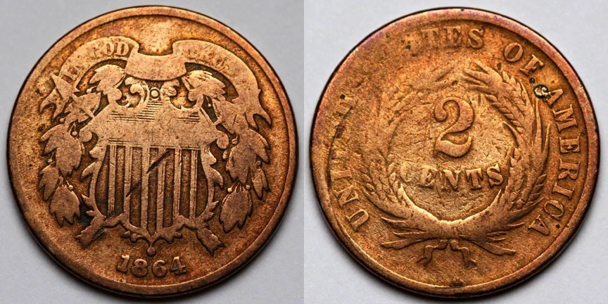 1864  Two Cent Piece - Image 1 of 1
