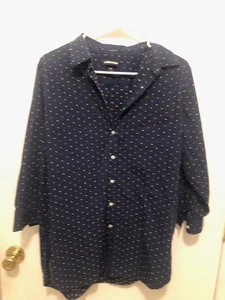 Camisa a lunares Lands End para mujer talla 14 sin hierro Supima algodón botón delantero - Imagen 1 de 2