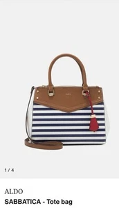 Aldo Women’s Sabattica tote Handbag Nautical Blue, White, Tanned, Red NWOT - Picture 1 of 16