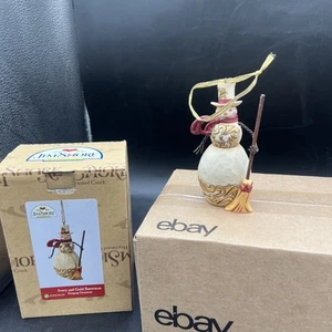 Jim Shore Weihnachten Elfenbein und Gold Schneemann hängende Ornament ~ 4027849bt - Bild 1 von 7