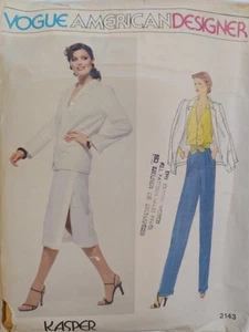 Dress Jacket Skirt Pants Blouse 10 Vogue 2143 Sewing Pattern VTG Designer Kasper - Picture 1 of 11