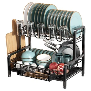 Dish Drying Rack and Drainboard Set for Kitchen Counter, 2 Tier Large Stainle... - Picture 1 of 6