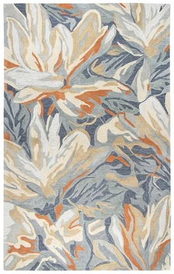 5x8 Rizzy Rugs Blue Petals Leaves Vines Floral Area Rug MO757A - Aprx 5' x 8' - Image 1 of 3