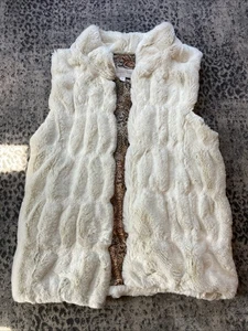 Donna Salyers' Fabulous Furs Damen S cremeweiß ärmellos vorne offen Weste - Bild 1 von 14