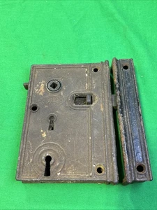R.H. Co. Reading Hardware Co Cast Iron Rim Lock , Double Key , Keeper, No Key - Picture 1 of 14