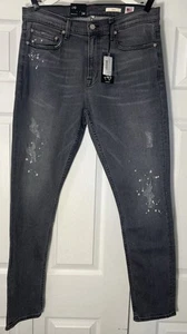 JEANS UOMO NOEND 34x32 SKINNY GRIGIO SLIM DENIM MADE IN USA NUOVO CON ETICHETTE - Foto 1 di 9