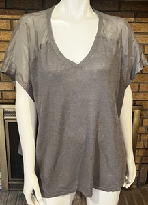 Eileen Fisher Silk Habutai Linen Blend Short Sleeve Top NWT Women’s Plus Size 3X - Picture 1 of 9
