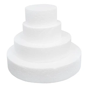 Round Foam Cake Dummies Set 4-Tier White Fake Wedding Cake Practice Dummies For - Picture 1 of 12