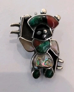 VINTAGE ZUNI APACHE CROWN DANCER INLAY PENDANT - Picture 1 of 4