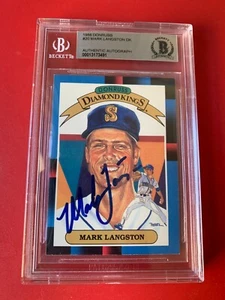 Mark Langston Mariners 1988 Donruss Diamond Kings Card Signed Auto Beckett BAS - Picture 1 of 2