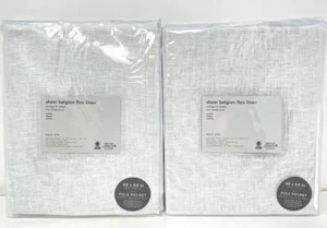New~2 West Elm Belgian Flax Linen SHEER Curtains~Drapes~48x84~White - Picture 1 of 2