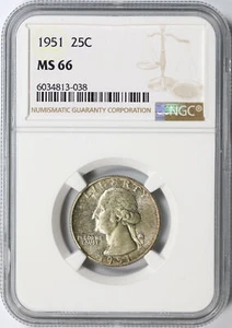 1951 25c Washington Quarter NGC MS66 - Picture 1 of 4