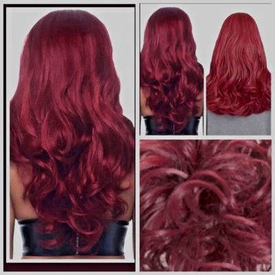 Peluca Koko Borgoña Rizada Media Cabeza 3/4 Peluca 24" Reversible Natural 2 Estilos en 1 Foto 1 de 4