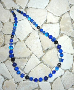 ★ cadena corta ★ collar ★ azul, antracita y negro ★ - Imagen 1 de 1