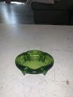 Vintage Emerald Green Glass Oval Ashtray Unique Unusual  Style 4.5?