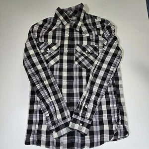 Levi Strauss & Co Western Shirt Mens S Black Plaid Flannel Long Sleeve Button Up - Picture 1 of 5