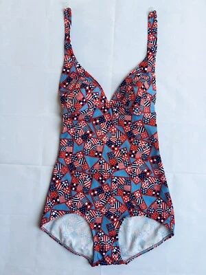 Traje de baño vintage de una pieza para mujer talla 14 se adapta a tela de jersey floral 10-12 Foto 1 de 4