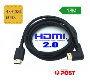 Left Right Up Down 90° Plug HDMI V2.0 M/M Cable 1.8M Gold Plated UltraHD Cord AU - Bild 1 von 13
