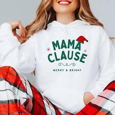 Sudadera con capucha de Navidad Mama Clause blanca alegre y brillante