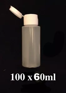 100 X 60ml Plastic Bottles HDPE Cosmetic White Hinged Flip Top Lid - Picture 1 of 1