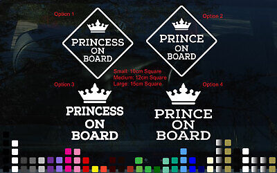 Princess Prince On Board Sign Sticker Crown Kids Safety Sign Car Vinyl Decal • 5.99$