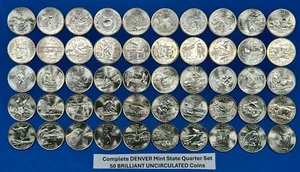 Complete State Quarter Set of 50 BRILLIANT UNCIRCULATED Coins ~ ALL DENVER MINT - Picture 1 of 5
