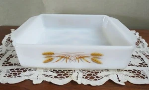 Fire King Wheat Pattern 8" Square Cake Pan - Picture 1 of 8