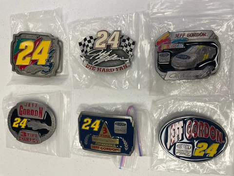 Lot Of 6 Vintage Jeff Gordon Belt Buckles DuPont Racing NASCAR￼￼ Cover