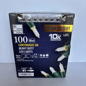 100 Mini Heavy Duty Led Lights Warm White 33' Length Home Accents Holiday New - Picture 1 of 6