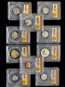 2017 Enhanced Unc Set PCGS SP70 FDOI-Rare Art Deco Label -T Cleveland Autograph - Picture 1 of 12