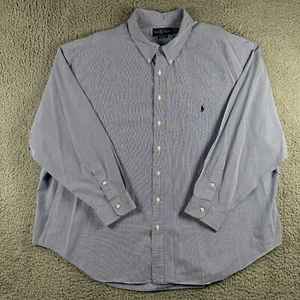Ralph Lauren Shirt Mens 5XB Blue White Mini Check Button Down Classic Fit - Picture 1 of 9