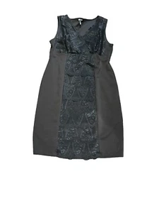 Daisy Fuentes Black V-Neck Sheath Midi Dress - Women's Size Large - Picture 1 of 9