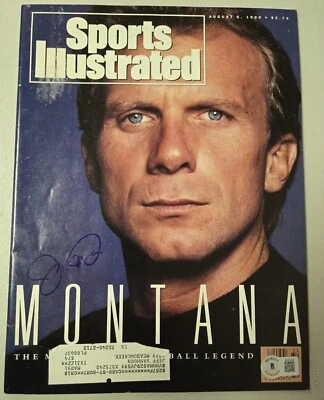 Joe Montana Firmado Sports Illustrated 8/6/90 Beckett San Francisco 49ers Automático Foto 1 de 4