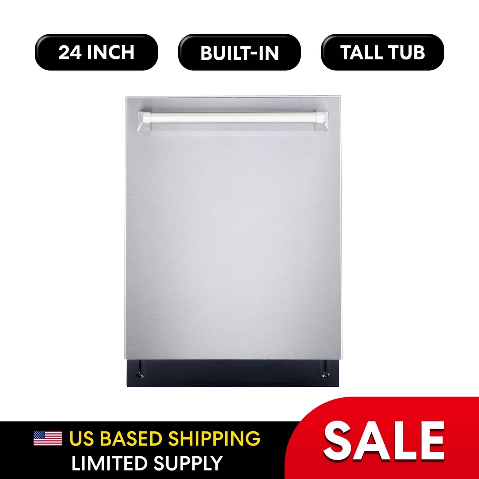 COSMO 24” Built-in Top Control Energy Star Rated Tall Tub Dishwasher Stainless Steel