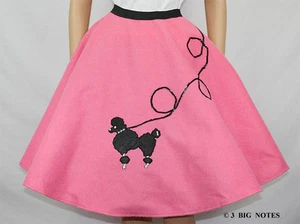 5 PC Hot PINK FELT 50's Poodle Skirt Adult Size XL/3X Waist 40"-48" Length 25" - Picture 1 of 1