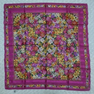 LANCETTI Purple Flower Silk Scarf Scarves 34" X 35" O628 - Picture 1 of 10