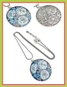 Brighton Journey To India INDIGO Blue Enamel Reversible Pendant Necklace NWT$118 - Picture 1 of 5