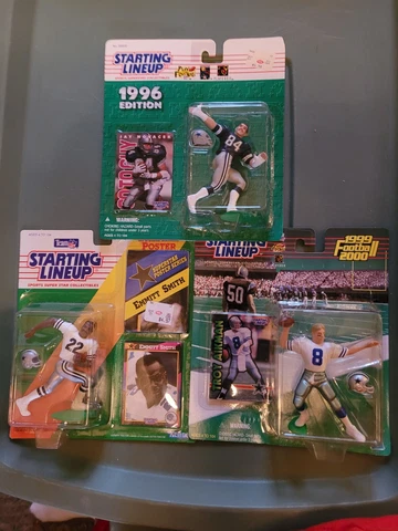 3pc lot Dallas Cowboys SLU starting lineup 99 Aikman, emmitt smith ,96 Novacek Cover