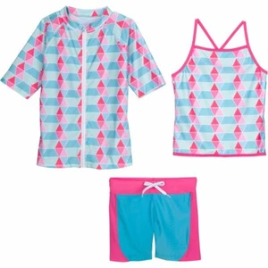 SwimZip Little Girls Short Sleeve Rash Guard Swim Shorts Set with UPF 50+ 4T - Picture 1 of 1