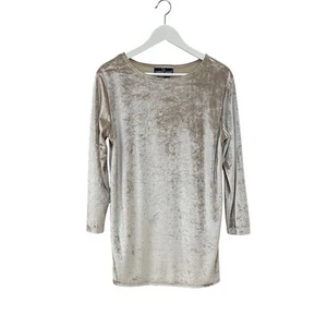 Vintage Carole Little Size 6 Tan Metallic Velvet Winter 3/4 Sleeve Tunic Shirt - Picture 1 of 8