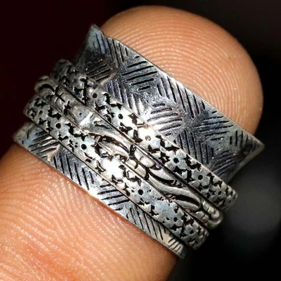 Anel giratório folheado a prata 925 EUA 6 presente incrível GW - Imagem 1 de 3