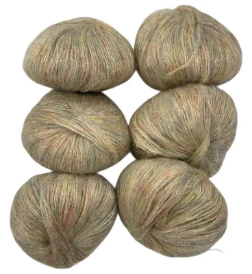 6 bolas de hilo de mohair verde cielo y brillo arco iris 50 g cada una Foto 1 de 2
