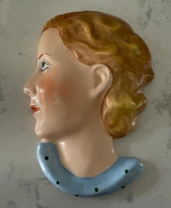 1930'S ROYAL DUX ART DECO CZECHOSLOVAKIA PORCELAIN HAND PAINTED 7 1/2" WALL MASK - Picture 1 of 4
