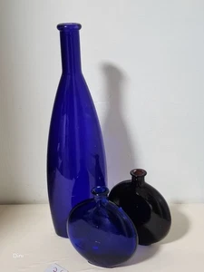 Vintage Large Cobolt Blue Bottles 19 In Tall price is for All 3 - Picture 1 of 2
