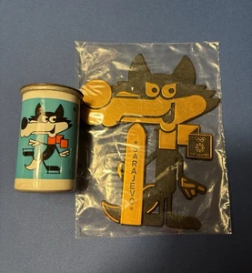 1984 SARAJEVO OLYMPIC GAMES VUCKO SOUVENIR  & PENCIL SHARPENER SMALL CAN - Picture 1 of 16